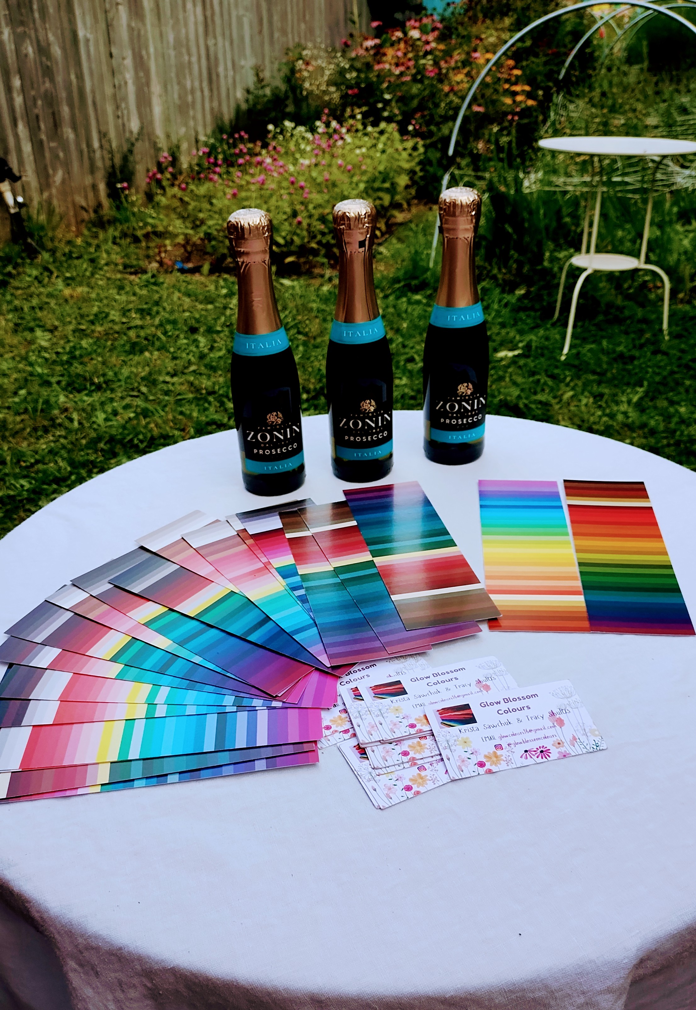 Private party table setup with colour cards and refreshments